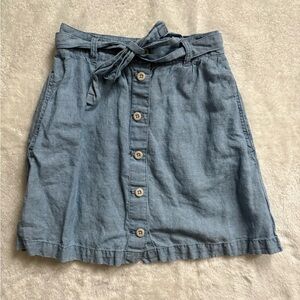 Madewell Light Blue A-Line Skirt with Button Detail